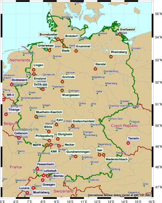 Nuclear Reactor Sites In Germany